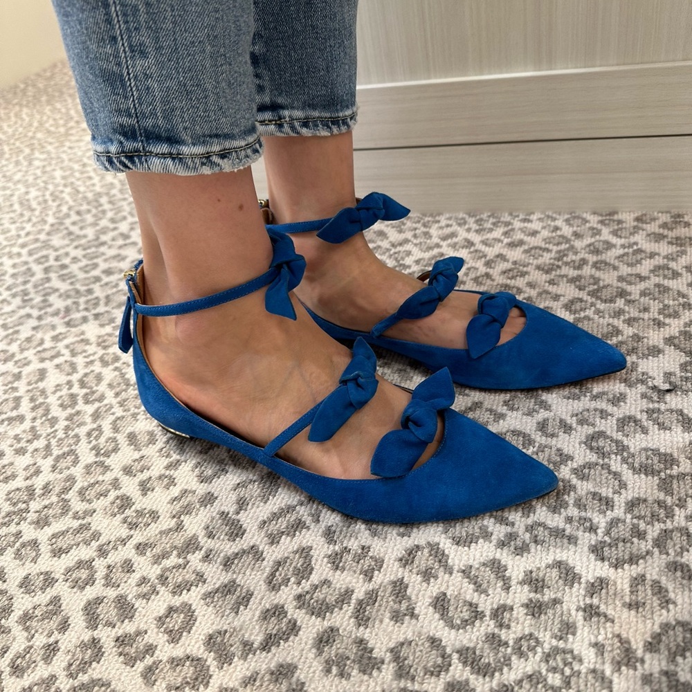 Aquazurra 3 bow flat with point toe and zip back - Picture 2 of 4